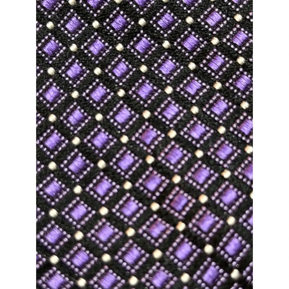 Sean John Necktie Purple Black Geometric Diamond Silk Professional Formal Tie